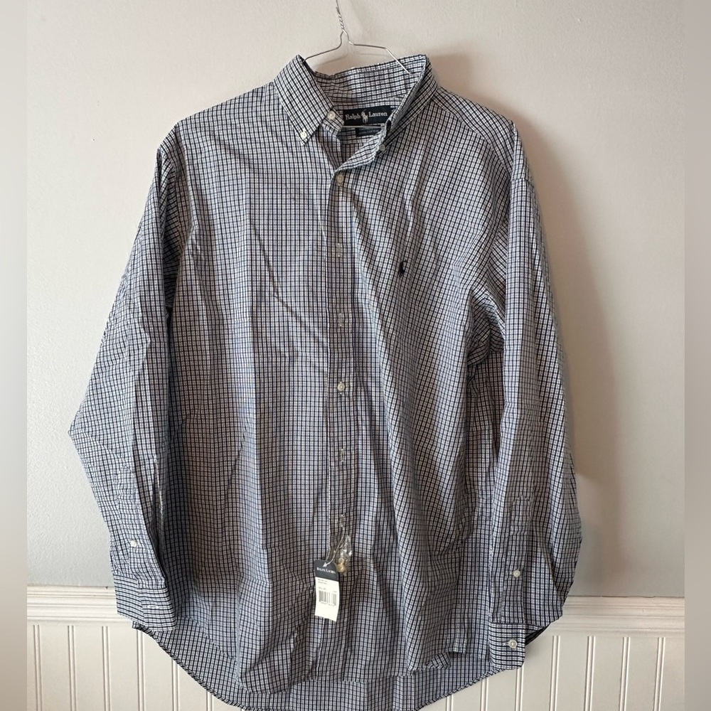 Ralph Lauren Yarmouth Navy Checkered Button Down Shirt